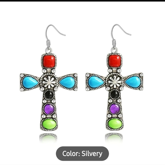 NWT Multi Color Cross Earrings - Picture 2 of 5